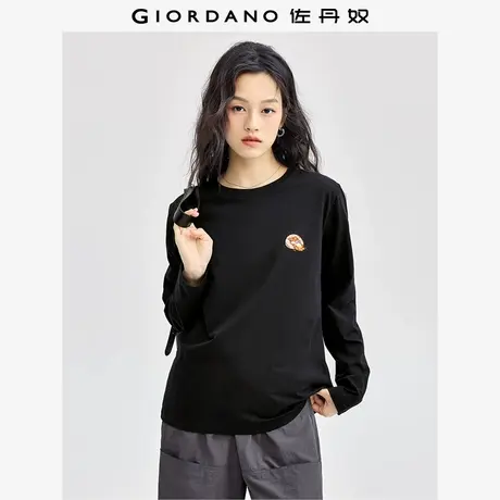佐丹奴T恤女装纯棉萌系自然动物刺绣针织圆领长袖T恤 13394791商品大图