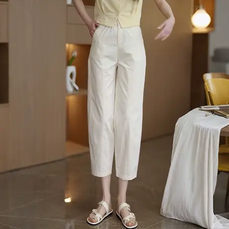 莱塞尔天丝棉弯刀裤女2025夏季薄款九分烟管裤高腰显瘦小脚哈伦裤商品大图