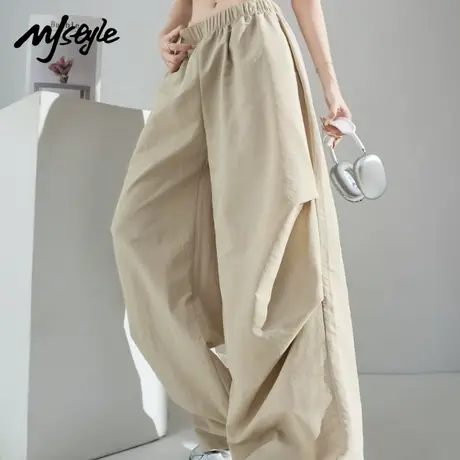 MJ STYLE美式休闲裤女2025夏季新款工装裤宽松高腰显瘦直筒阔腿裤商品大图