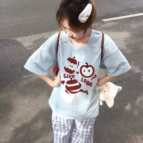 欧货纯棉白色短袖t恤女夏季2025年新款高级感轻熟小众不撞款上衣商品大图