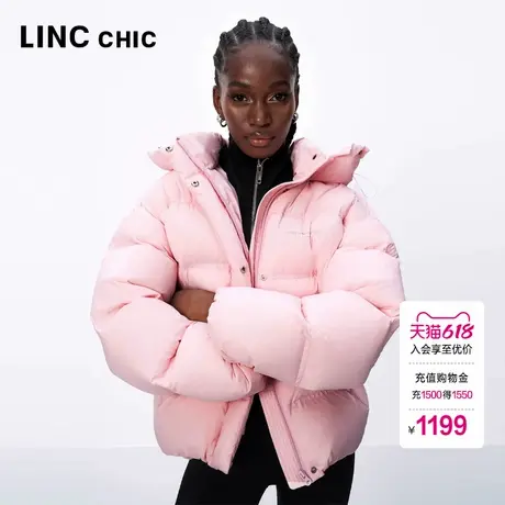 【明星同款】LINC金羽杰2024新款落肩廓形感短款羽绒服女款冬季商品大图