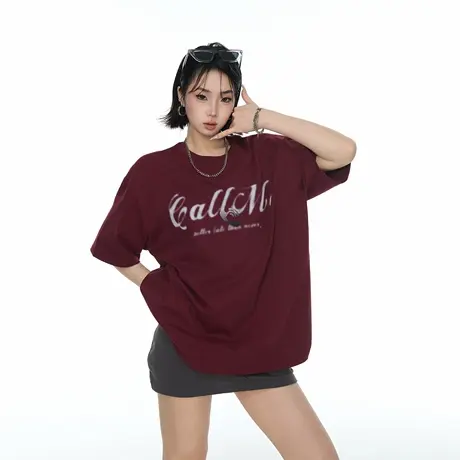 2025夏季新款字母印花短袖T恤女美式ins风街头潮牌宽松半袖上衣图片