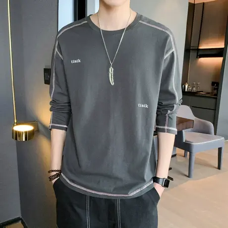 夏季户外运动长袖t恤男薄款棉感透气打底衫夏天冰丝速干防晒衣服图片