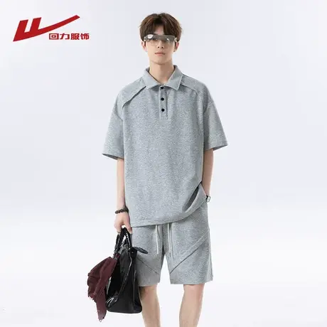 回力冰丝休闲套装男士夏季薄款短袖POLO衫t恤短裤青少年一套搭配商品大图