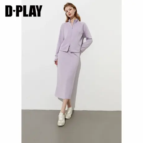 DPLAY2025年春季新款紫色上衣女多巴胺拉链外套lulu运动卫衣套装商品大图