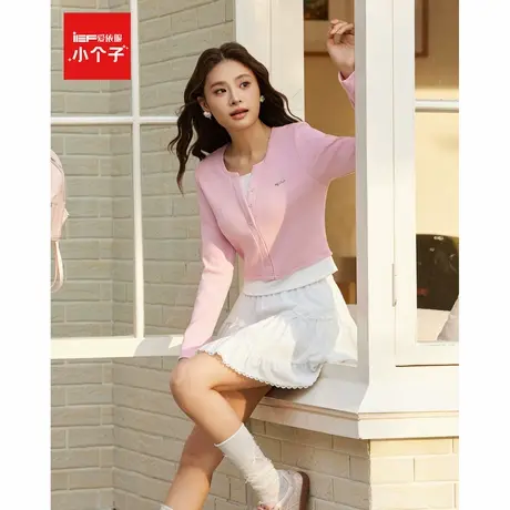 IEF/爱依服2025春季新款时尚休闲撞色假两件T恤女长袖针织上衣图片