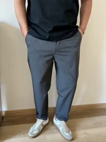 DAEVU大码男装夏款薄料韩版深灰修身弹力加肥加大男士商务休闲裤商品大图