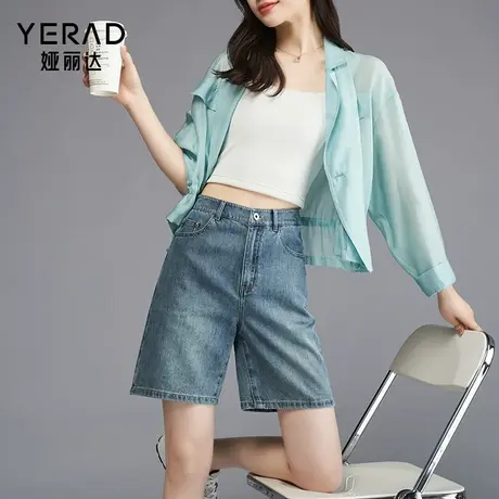 娅丽达直筒五分裤百搭牛仔短裤女宽松薄款2025夏季新款显瘦中裤图片