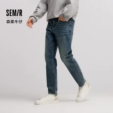 森柔牛仔|商场同款森马牛仔裤男2024冬季新款时尚复古水洗小脚裤图片
