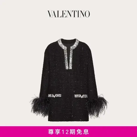 【24期免息】华伦天奴VALENTINO女士刺绣粗花呢短款连衣裙图片