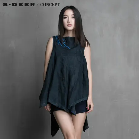 S·🏝DEER＼�ONCEPT圣迪奥专柜正品女装不规则阔摆刺绣上衣5280379商品大图