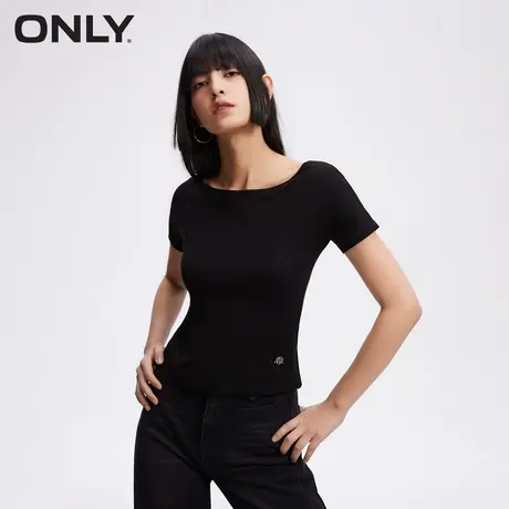 ONLY奥莱夏季气质一字领修身显瘦舒适短袖T恤女图片