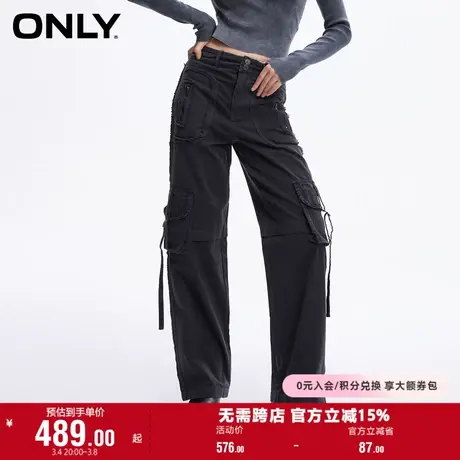 ONLY奥莱夏季休闲通勤高腰多口袋直筒工装休闲裤女商品大图