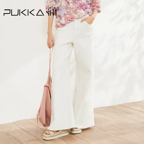 蒲PUKKA 棉质直筒牛仔裤女2025春季新款阔腿长裤商品大图