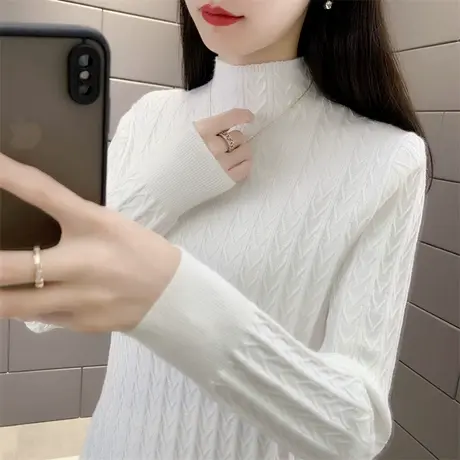 春装2025年新款半高领修身薄款针织打底衫时尚内搭软糯气质毛衣女商品大图