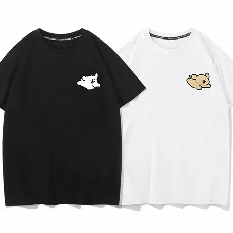 秀洛奔跑的小狗情侣装夏季短袖T恤男女新款情侣衣服半袖打底体恤图片