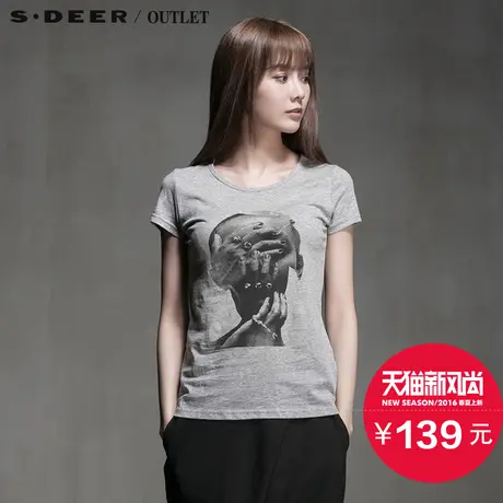 sdeer【上新】圣迪奥夏季女现代艺术画意休闲T恤S15280141图片