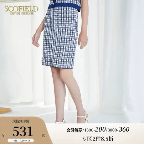 Scofield女装夏季新品时尚高腰修身短裙半身裙韩式风格纹包臀裙商品大图