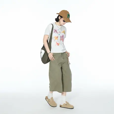 2025夏季新款修身正肩短款印花短袖T恤女ins甜酷辣妹风显瘦上衣潮图片