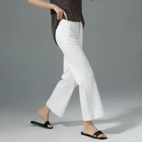 白色九分微喇牛仔裤女2025新款夏季薄款高腰显瘦裤子小个子喇叭裤图片