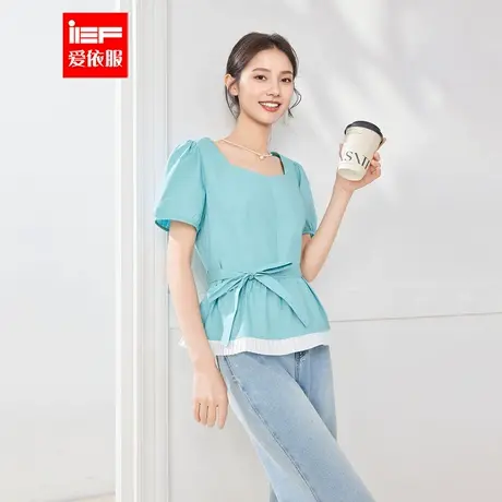 IEF/爱依服2025夏季新款法式文艺知性气质通勤百搭设计感短袖上衣商品大图