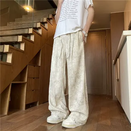 扎染裤子男款夏季小众设计感运动卫裤潮牌美式复古阔腿宽松休闲裤商品大图