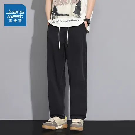 LY真维斯夏季冰丝凉感九分裤男士宽松透气薄款束脚裤休闲运动裤商品大图