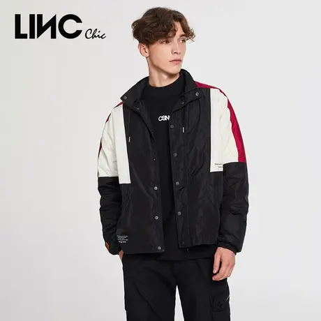 LINC金羽杰羽绒服2021年新款复古学院撞色轻薄羽绒夹克男935117-3图片