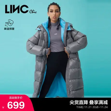 LINCCHIC金羽杰羽绒服女修身长款连帽羽绒服女冬季外套Y21806208Y商品大图