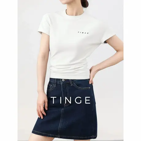 TINGE贴己白色修身t恤短袖女夏季25年新款质感弹力收腰显瘦上衣图片