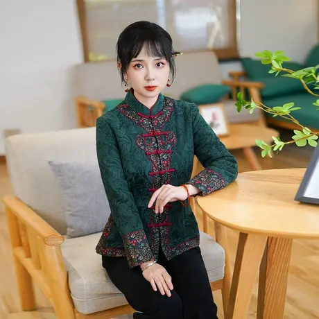 筠雅唐装女冬棉袄加厚保暖旗袍棉衣改良茶服女秋冬中式女装24J345图片