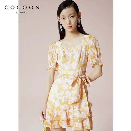 COCOON商场同款气质系带设计感裙子2023春装新款女装蝴蝶连衣裙女商品大图