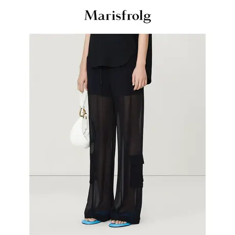 【6A级桑蚕丝】玛丝菲尔夏季真丝轻薄透纱工装休闲裤图片