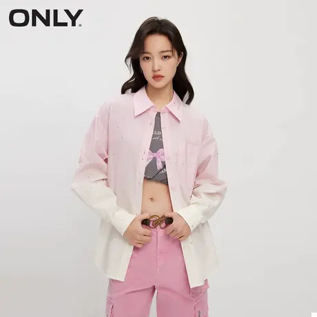 ONLY奥莱夏季时尚百搭甜美风渐变烫钻宽松衬衫女图片