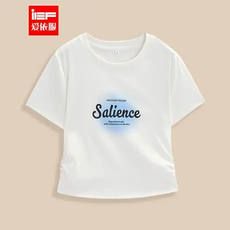 IEF/爱依服T恤2025夏季新款韩版简约休闲通勤气质正肩百搭上衣女图片