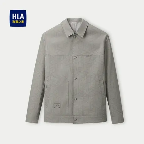 HLA/海澜之家国民臻品翻领夹克25秋新款花纹工装风按扣休闲外套男商品大图
