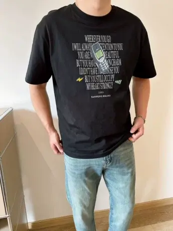 大依无忧夏季大码男装诺基亚趣味潮胖子加肥加大圆领男士短袖t恤商品大图