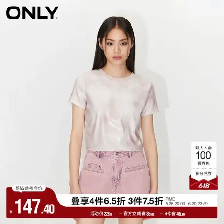 ONLY奥莱夏季时尚休闲晕染设计圆领短袖短款T恤女图片