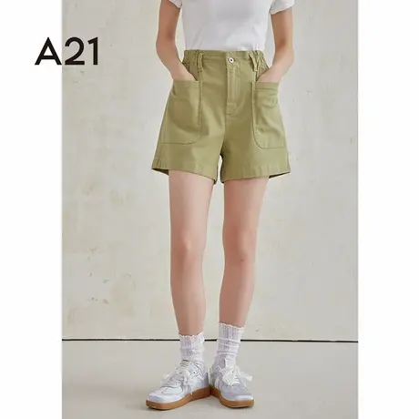 A21女装宽松短裤高腰显瘦大口袋设计感夏三分裤子休闲裤流行穿搭商品大图