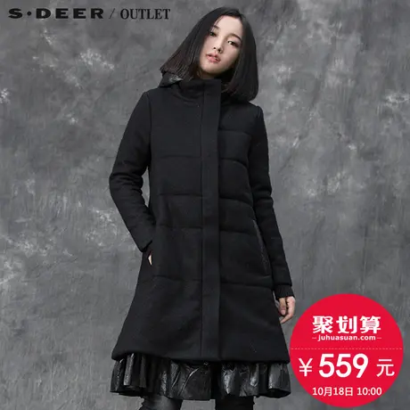 sdeer圣迪奥女装中长款黑色冬装新款立领棉衣a版棉服S15481921🍃商品大图