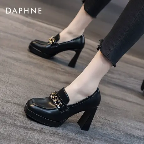 Daphne达芙妮 小个子网红穿搭~秋季粗跟高跟鞋子女时尚防水台单鞋商品大图