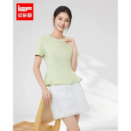 IEF/爱依服2025夏季新款纯色日常精致通勤温柔百搭显瘦短款上衣女商品大图