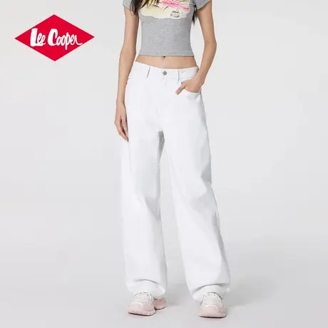 Lee Cooper/李库珀 白色牛仔裤女士25夏季百搭阔腿显瘦拖地休闲裤图片