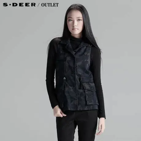 sdeer圣迪奥专柜正品女装春装迷彩休闲女式马甲3381680图片
