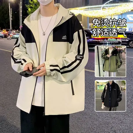 青少年春秋季新款外套男孩加厚学生帅气夹克大童运动男装士冲锋衣图片