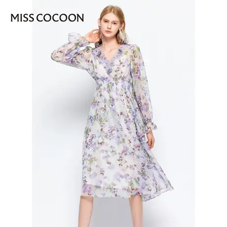 MISSCOCOON【漫拾光旅】24春新款浪漫碎花手工立体花朵收腰连衣裙图片