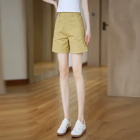 天丝棉薄款高腰直筒短裤女夏季休闲五分裤垂感宽松显瘦百搭阔腿裤商品大图
