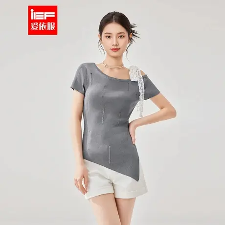 IEF/爱依服2025夏季新款韩版温柔小女人气质修身显瘦百搭毛织上衣商品大图