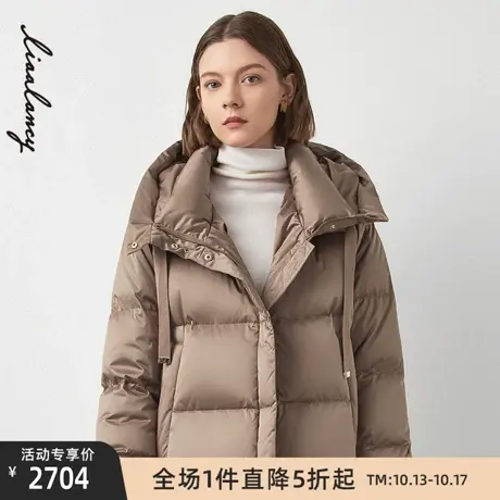 LANCY/悦朗姿冬季新款连帽羽绒服女收腰显瘦短款通勤女士外套商品大图