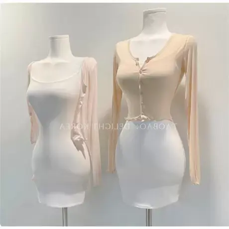 现货 51STUDIO自制 牛奶果味多色百搭修身短款开衫纽扣T恤图片